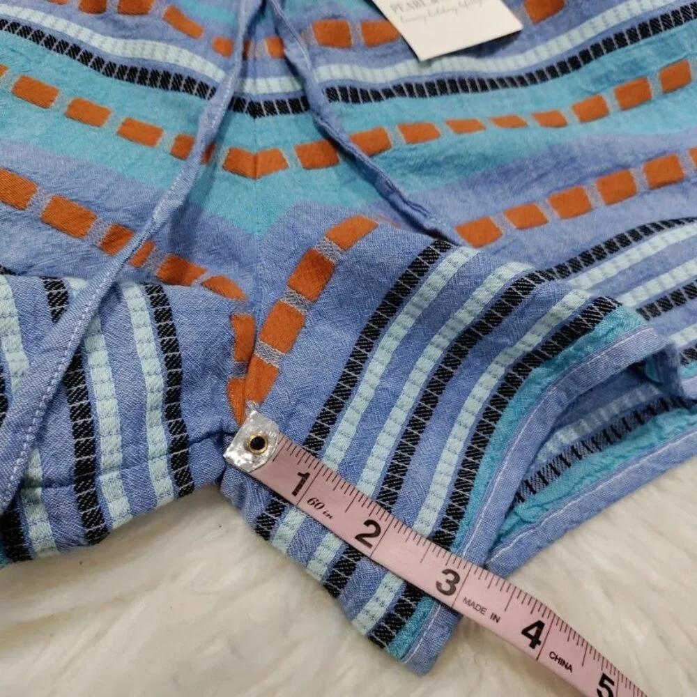 Pearl & Caviar Artsey Grecian Lagenlook Boho Striped Alonissos Shorts Size M NWT - Picture 9 of 11